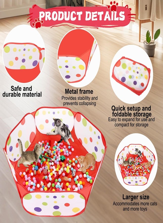 Foxtell Cat Ball Pit Include 229 PCS Interactive Cat Toys for Indoor Bored Self Play Enrichment Toy for Indoor Cats Interactive Fun and Exercise - Image 3